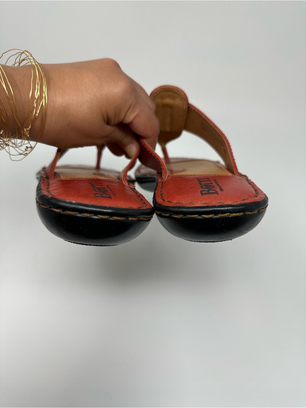 Born Leather Thong Sandals Toe-Loop Strap Red Women's 9 - Picture 9 of 14